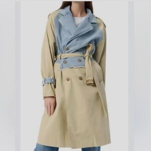 Chic Beige and Blue Trench Coat